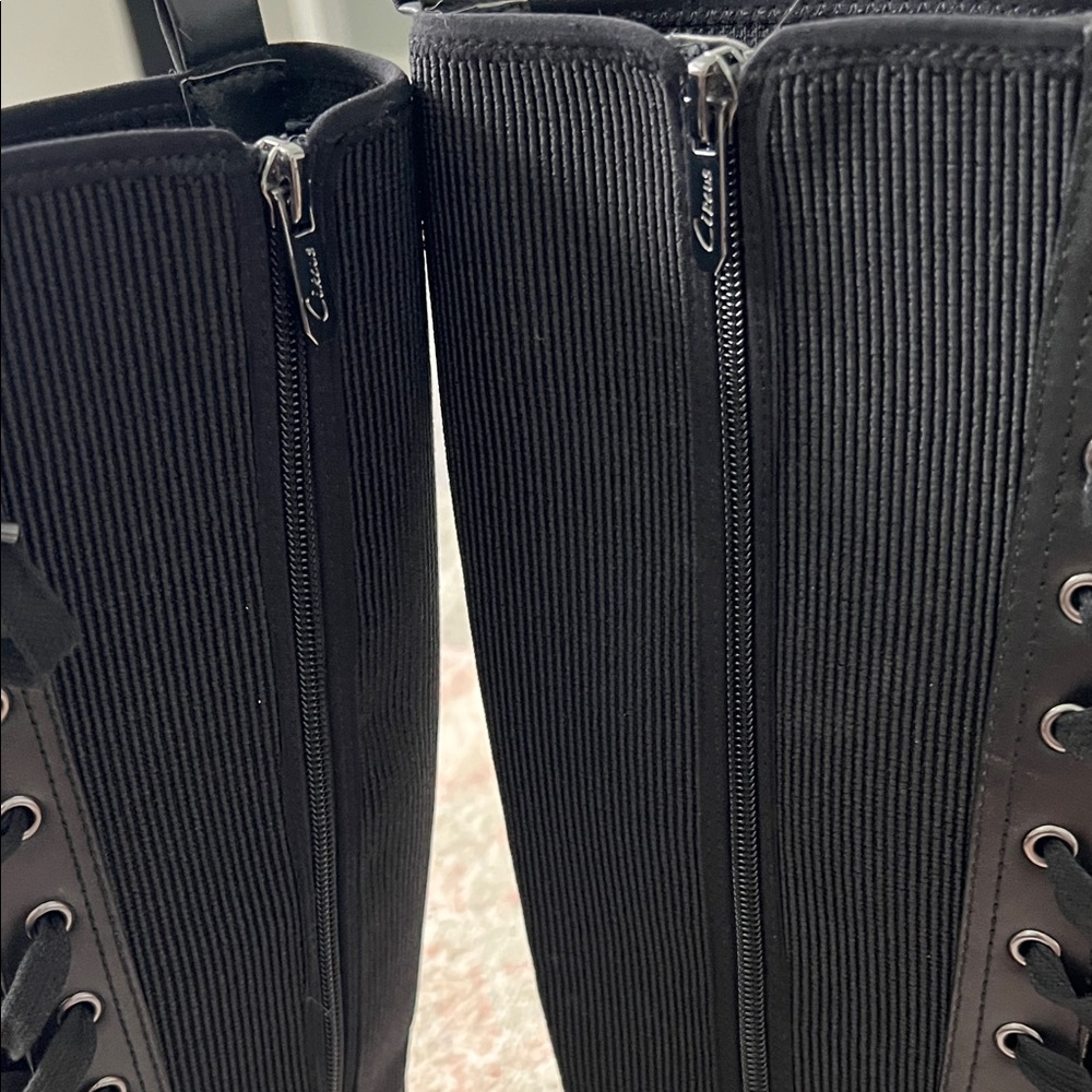 Black Lace-Up Knee-High Combat Boots - Women's - Picture 4 of 14